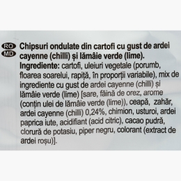 Chipsuri ondulate din cartofi cu chilli și lime Maxx 130g