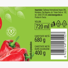 Ardei capia copți în oțet 680g