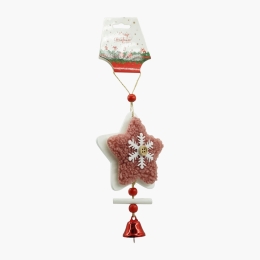 Ornament de brad Stea, din lemn cu broderie, 18cm