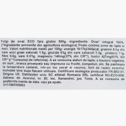 Fulgi de ovăz eco fără gluten 500g