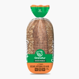 Pâine feliată cu 3 făinuri (secară, integrală și albă) Două Maiele, 600g