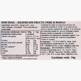 Jeleuri naturale din pară și mango fără zahăr adăugat 14g