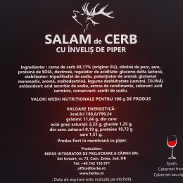 Salam de cerb cu înveliș de piper 100g