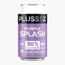 Băutură carbogazoasă cu vitamine Purple Splash, cu aromă de pară și lavandă, fără zahăr adăugat, doză 0.33l
