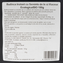 Budincă instant cu semințe de in și măceșe ecologică 150g