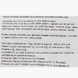 Caramele învelite în ciocolată cu lapte 120g