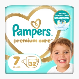 Scutece Premium Care, mărimea 7, 15+ kg, 32 buc