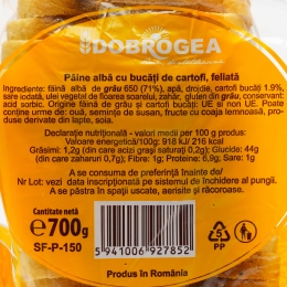Pâine cu cartofi feliată 700g