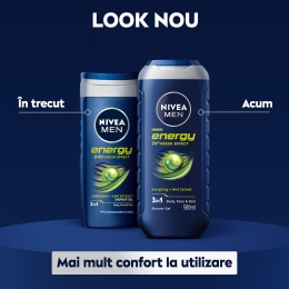 Gel de duș bărbați Energy 3în1, pentru corp, față și păr 0.5l