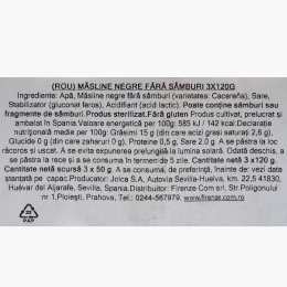 Măsline negre fără sâmburi 3x120g