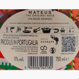 Vin rose demisec, 11%, 750ml