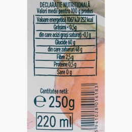 Gem de piersici, fără zahăr adăugat, 250g 