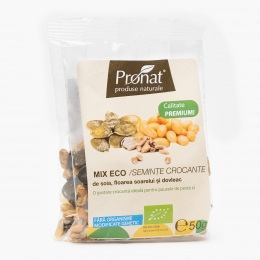 Mix ecologic semințe crocante de soia, floarea-soarelui și dovleac 50g
