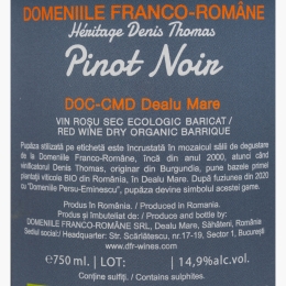 Vin roșu sec Pinot Noir eco, Heritage, 14.9%, 0.75l