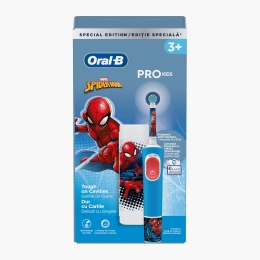 Periuță de dinți electrică Pro Kids Spider-Man2 moduri de periaj, 1 capăt, 4 autocolante, trusă de călătorie, pentru 3+ ani
