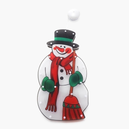 Decorațiune de Crăciun pentru fereastră, model Om de zăpadă, cu LED-uri alb cald, 26cm