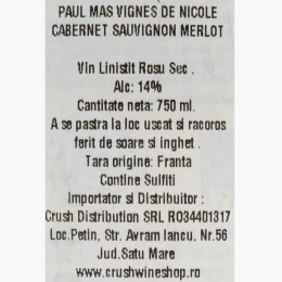 Vin roșu sec Cabernet Sauvignon & Merlot, 14%, 750ml