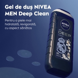 Gel de duș pentru bărbați Deep Clean 3în1, pentru corp, față și păr, ediție limitată Real Madrid 500ml