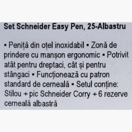 Set stilou Easy Pen albastru și pic + 6 rezerve cerneală
