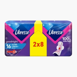 Absorbante de noapte Ultra Large Goodnight Duo Super Heavy cu aripioare 16 bucăți
