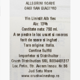 Vin alb sec Oasi San Giacomo, 13%, 750ml