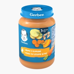Piure cu legume si pui, 190g, +7 luni