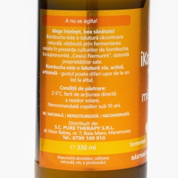 Kombucha băutură probiotică energizantă cu miere și soc 330ml