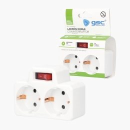 Adaptor priză 2 ieșiri + întrerupător, împământare 2db Schuko (16A)