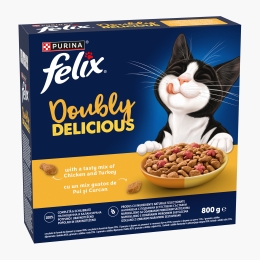Hrană uscată pentru pisici Adult, 800g, Doubly Delicious, cu pui, curcan și sfeclă roșie
