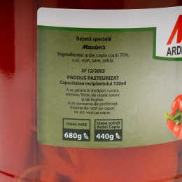 Ardei capia copți și decojiți în oțet 680g