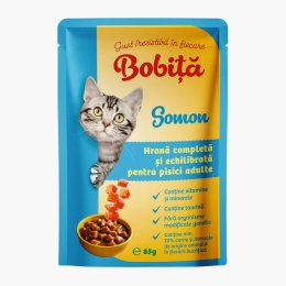 Hrană umedă pentru pisici adulte, cu somon, 85g