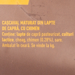Cașcaval maturat din lapte de capră cu chimen 210g