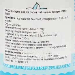 Apă de cocos naturală cu colagen marin 330ml
