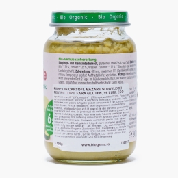 Piure ECO din cartofi, mazăre și dovlecei pentru copii, fără gluten, +6 luni, 190g