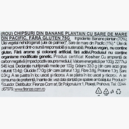 Chipsuri din banane plantain cu sare de mare din Pacific 75g