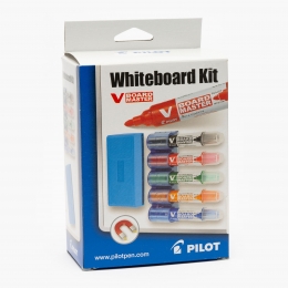Kit 5 markere Pilot VBoard Master și burete, pentru table magnetice