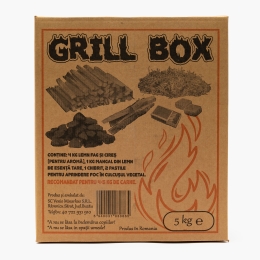 Set aprindere grătar Grill Box 5kg  (lemn fag și cireș, mangal din lemn esență tare, chibrit, pastile pentru aprindere)
