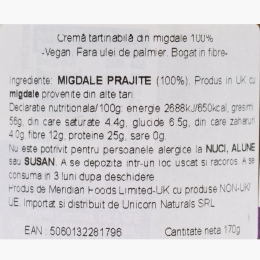 Cremă tartinabilă de migdale 170g