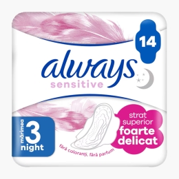 Absorbante Sensitive Night Duo Pack, 14 buc