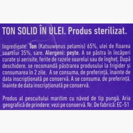 Ton solid în ulei vegetal 3x80g