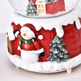 Decorațiune Glob cu zăpadă, model Moș Crăciun, diametru 4.5cm