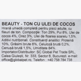Hrană umedă pentru pisici adulte, cu fileuri de ton și ulei de cocos, 70g