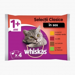 Hrană umedă pentru pisici adulte, 4x100g, selecții clasice cu legume în sos