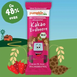 Baton BIO din ovăz cu cacao și căpșuni, +12 luni, 20g