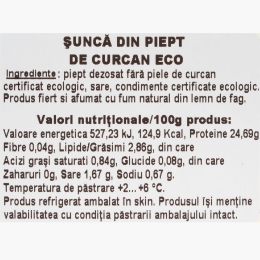 Șuncă eco din piept de curcan 80g