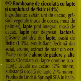 Bomboane de ciocolată cu lapte și umplutură de fistic, 17 buc, 200g