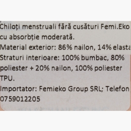 Chiloți menstruali fără cusături, flux moderat, mărimea M