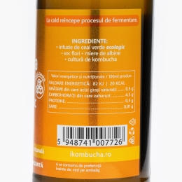 Kombucha băutură probiotică energizantă cu miere și soc 330ml