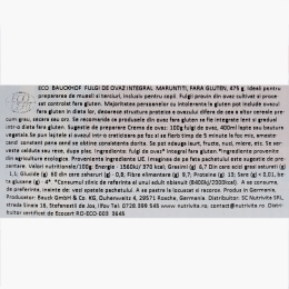 Fulgi de ovăz eco mărunțiți, fără gluten 475g