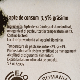 Lapte 3.5% grăsime, 1l